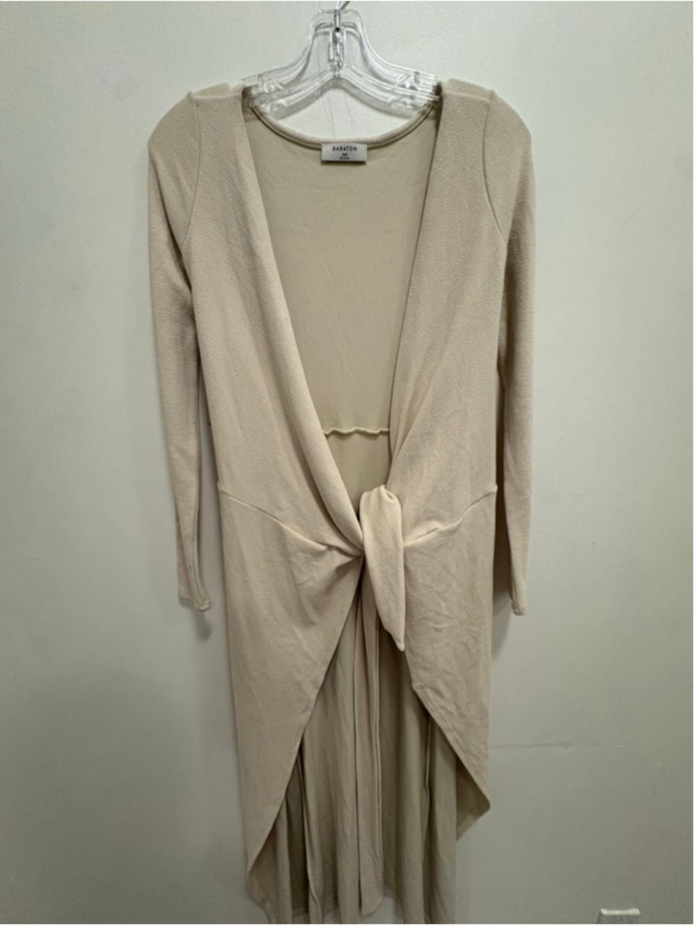 Aritzia Babaton Gaudi Wrap Dress Silver Birch Midi Jersey Tie Waist XXS - Picture 4 of 7